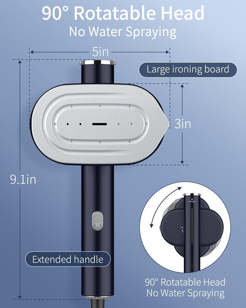 hulmay Portable Steamer For Clothes Travel Mini Steamer and Iron Fast 10s Heat-Up, Horizontal and Vertical 1200W Effortless Wrinkle Removal, Garment Steamer and Iron for Travel Office Home(110-120V) - Image 2
